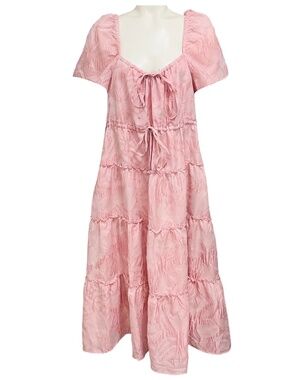 GANNI PINK LAYER MIDI DRESS